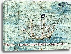 Постер Тестю Гульем (карты) Fol.36v A Caravel, from 'Cosmographie Universelle', 1555