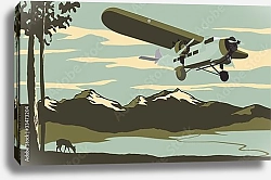 Постер Самолет над полями