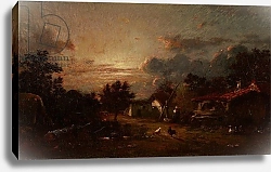 Постер Дюпре Жюль Village Scene, Sunset, c.1870
