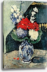 Постер Сезанн Поль (Paul Cezanne) Натюрморт с дельфтской вазой с цветами