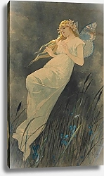 Постер Муха Альфонс Elfe mit Irisblüten