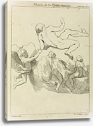 Постер Рубенс Петер (Pieter Paul Rubens) Four figures in floating positions, three amidst clouds