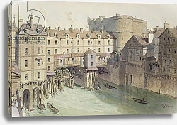 Постер Хоффбауер Теодор View of Petit Chatelet and the Petit Pont in 1717, illustration from 'Paris Through The Ages' 1885
