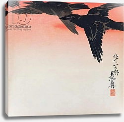Постер Дзэсин Сибата Crows in flight in a red sky