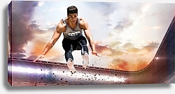 Постер Спортсмен-прыгун на стадионе