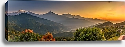 Постер Непал. Горная панорама с закатом