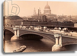 Постер London, England. Blackfriar's Bridge with St. Paul's cathedral behind circa 1890.