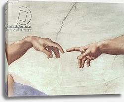 Постер Микеланджело (Michelangelo Buonarroti) Hands of God and Adam, detail from The Creation of Adam, from the Sistine Ceiling, 1511