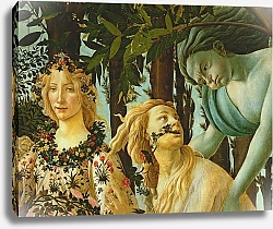 Постер Боттичелли Сандро (Sandro Botticelli) Primavera, detail of Flora and Zephyr, c.1478,