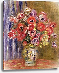 Постер Ренуар Пьер (Pierre-Auguste Renoir) Vase of Tulips and Anemones, c.1895