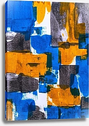 Постер Абстракция с желтыми, синими и серыми мазками