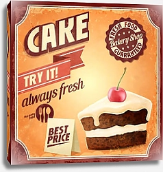 Постер Ретро плакат с пирожным с вишенкой