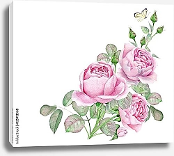 Постер Акварельный букет розовых роз
