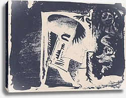 Постер Мескита Сэмюэль Fantasie; profielkop naar rechts in een witte rechthoek, omgeven door zwart