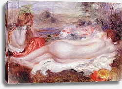 Постер Ренуар Пьер (Pierre-Auguste Renoir) Bather reclining and a young girl doing her hair, 1896