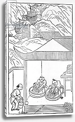 Постер Школа: Китайская 19в. Collecting and washing the blue enamel for colouring, from a series of illustrations on the manufacture of china