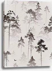 Постер Сосны в тумане