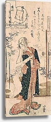 Постер Хокусай Кацушика A surimono of a girl reading a handscroll, from the series 'Seven Sages for Shofudai'