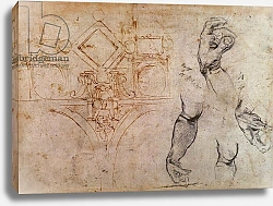 Постер Микеланджело (Michelangelo Buonarroti) Scheme for the Sistine Chapel Ceiling, c.1508