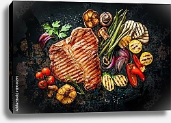 Постер Стейк из говядины с овощами-гриль