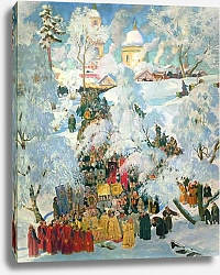 Постер Кустодиев Борис Крещенское водосвятие