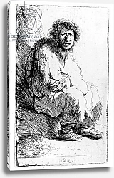 Постер Рембрандт (Rembrandt) Beggar seated on a bank, 1630