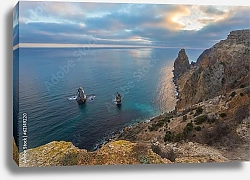 Постер Крым, Черное море. Скалы