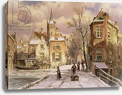 Постер Коеккок Уильям Pushing a Wheelbarrow in the Snow