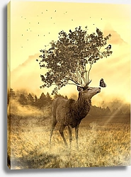 Постер Сказочный олень с рогами-ветвями