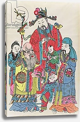 Постер Школа: Китайская 19в. A family surrounding the God of Longevity, end nineteenth century