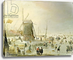 Постер Аверкамп Хендрик A winter scene with skaters by a windmill