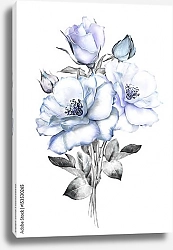 Постер Акварельный букет голубых цветов