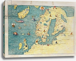 Постер Агнес Батиста (карты) Northern Europe, from an Atlas of the World in 33 maps, Venice, 1st September 1553