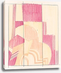 Постер Рейсс Уинольд Design sketches for stepped, three-panel, painted decorative folding screens.] [Drawing of plans, elevation, and details