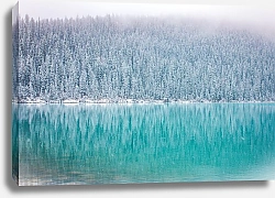 Постер Зимний лес, отражающийся в голубой воде