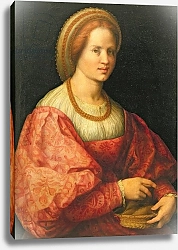 Постер Понтормо Якопо Portrait of a Woman with a Basket of Spindles, c.1514-17