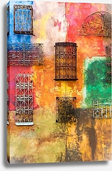 Постер Разноцветная стена с решетками