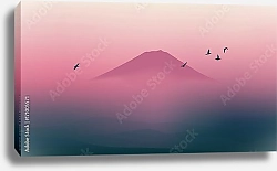 Постер Живописная гора Фудзи в Японии с прекрасным сумеречным небом