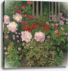 Постер Мозер Коло Flowers and Garden Fence;  Bluhende Blumen am Gartenzaun