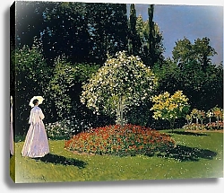 Постер Моне Клод (Claude Monet) Жанна-Маргарита Лекадр в саду
