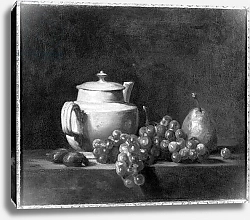 Постер Шарден Жан-Батист White Teapot with Two Chestnuts, White Grapes and a Pear