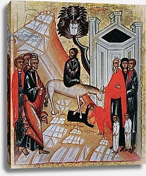 Постер Icon depicting the Entry of Christ into Jerusalem, Novgorod School