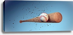 Постер Бейсбольная бита с мячом