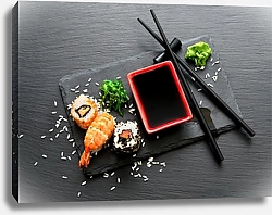 Постер Вкусные суши с соусом