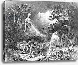 Постер Делакруа Эжен (Eugene Delacroix) Faust and Mephistopheles at the Witches' Sabbath, from Goethe's Faust, 1828,,