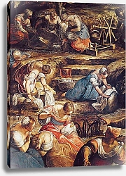 Постер Тинторетто Джакопо The Miraculous Fall of Manna, detail of women working