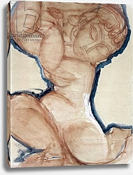 Постер Модильяни Амедео (Amedeo Modigliani) Pink Caryatid with a Blue Border, c.1913