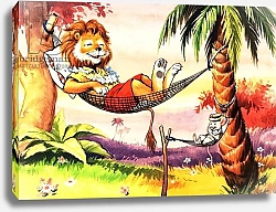 Постер Ливраджи Вирджинио (дет) Leo the Friendly Lion relaxing in a Hammock