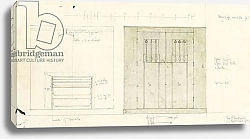 Постер Макинтош Чарльз Design for a wardrobe, shown in elevation of the front and interior, c.1899-1900