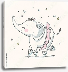 Постер Слоненок - балерина в розовой юбке